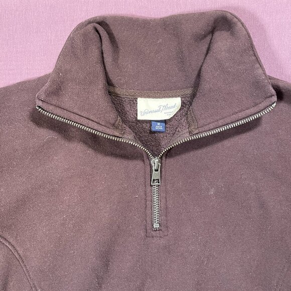 Universal Thread 1/4 zip cropped sweatshirt in brown - size medium - Picture 2 of 4